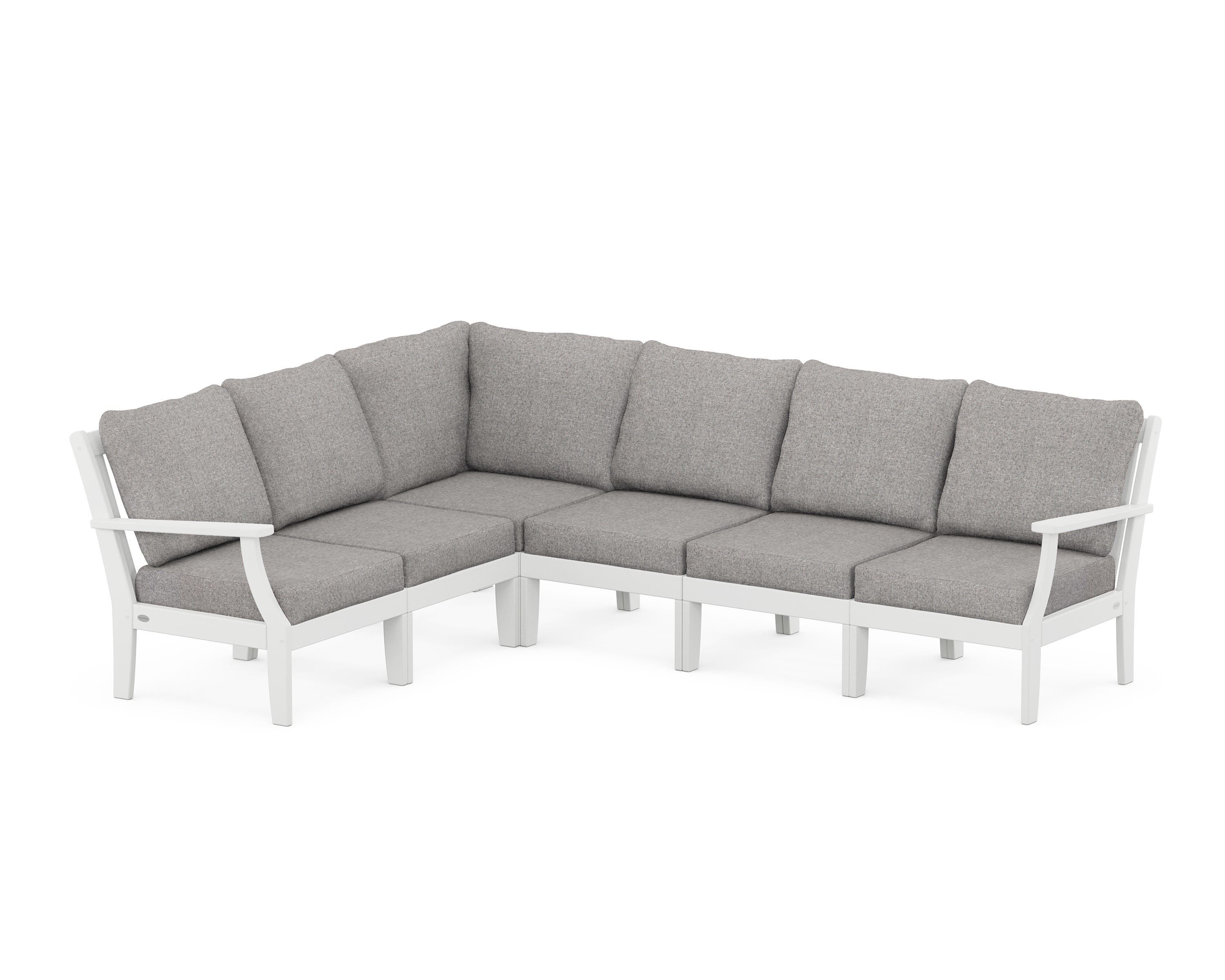 POLYWOOD® Braxton Modular 6-Piece Deep Seating Set in White / Grey Mist