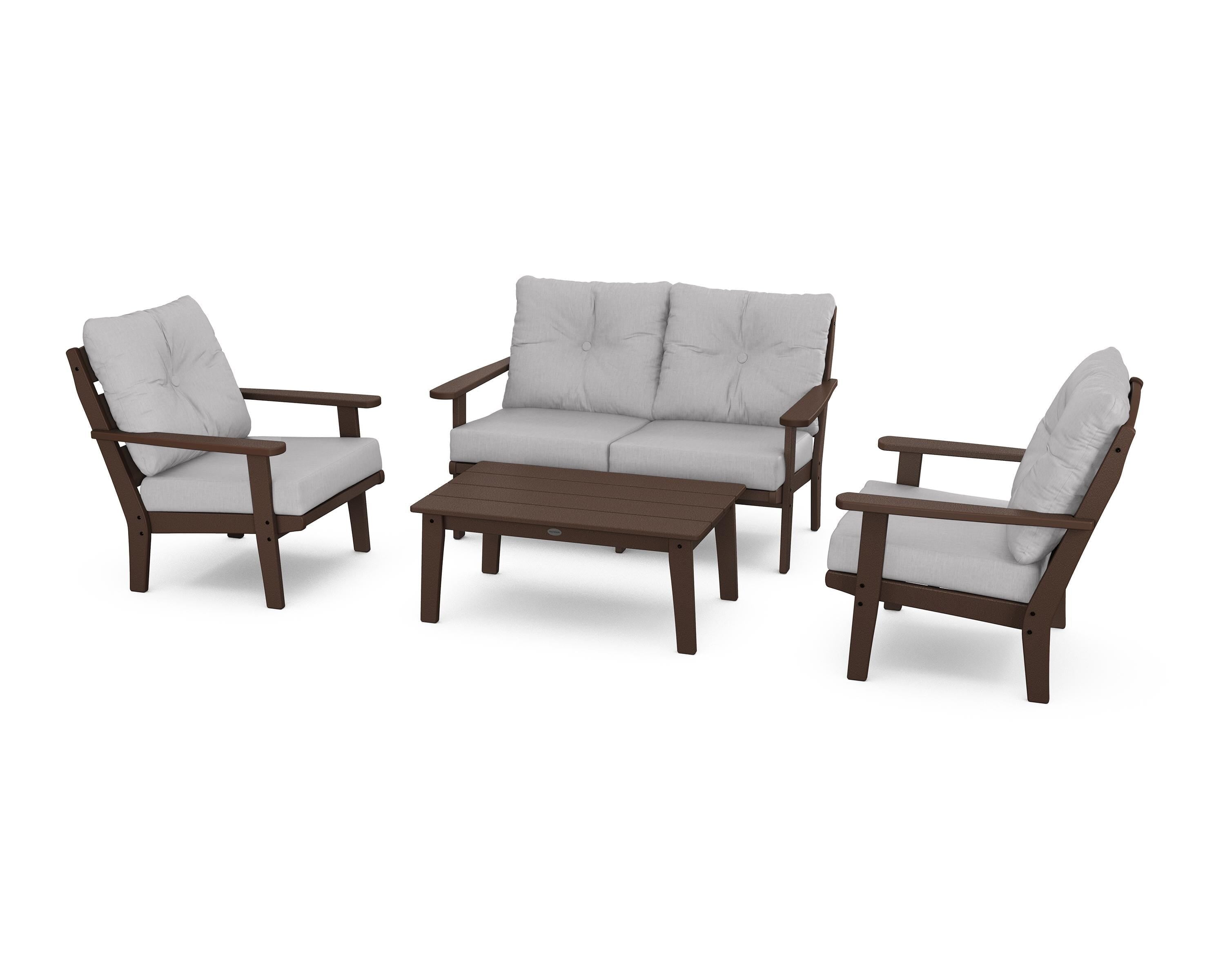 POLYWOOD® Lakeside 4-Piece Deep Seating Set in Mahogany / Granite