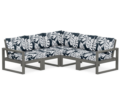 POLYWOOD® EDGE 5-Piece Modular Deep Seating Set in Slate Grey / Leaf Marine Indigo