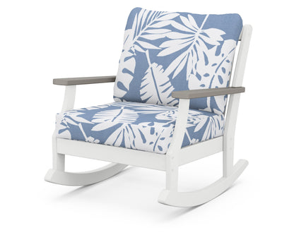 POLYWOOD® Braxton Deep Seating Rocking Chair in White / Driftwood / Leaf Sky Blue