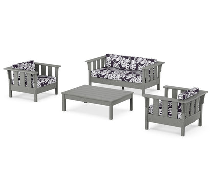 Martha Stewart by POLYWOOD® Acadia 4-Piece Deep Seating Set with Loveseat in Slate Grey / Leaf Navy