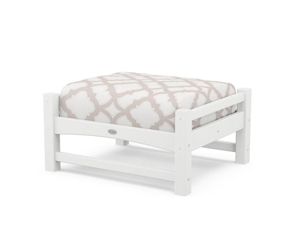 POLYWOOD® Club Ottoman in White / Trellis Dune Burlap