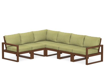 POLYWOOD® EDGE 6-Piece Modular Deep Seating Set in Teak / Chartreuse Boucle