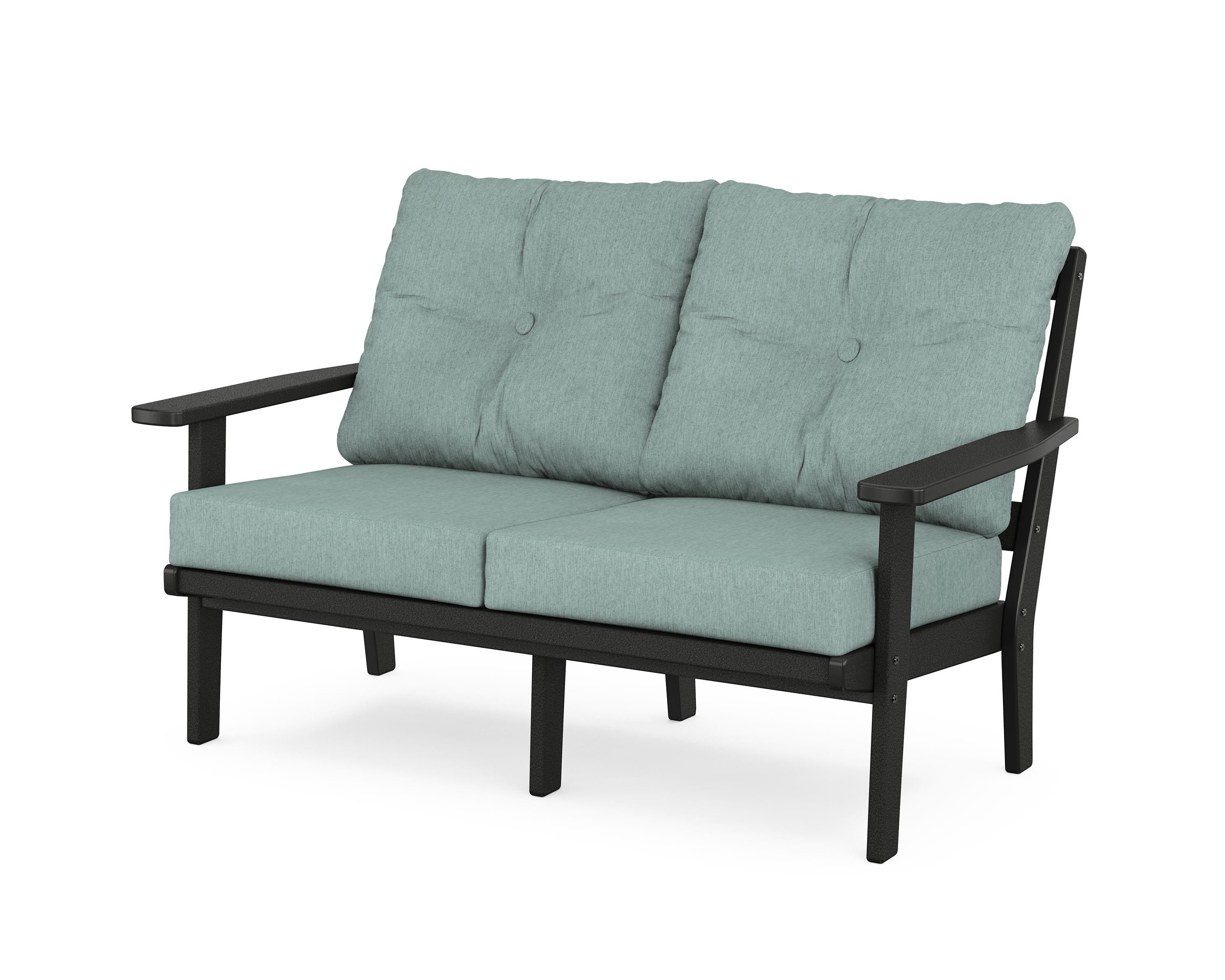 POLYWOOD® Oxford Deep Seating Loveseat in Black / Glacier Spa