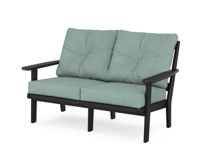 POLYWOOD® Oxford Deep Seating Loveseat in Black / Glacier Spa