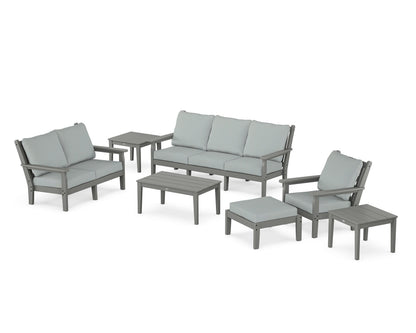 POLYWOOD® Chippendale 7-Piece Deep Seating Set in Slate Grey / Spa