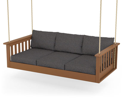 POLYWOOD® Vineyard Daybed Swing in Teak / Ash Charcoal