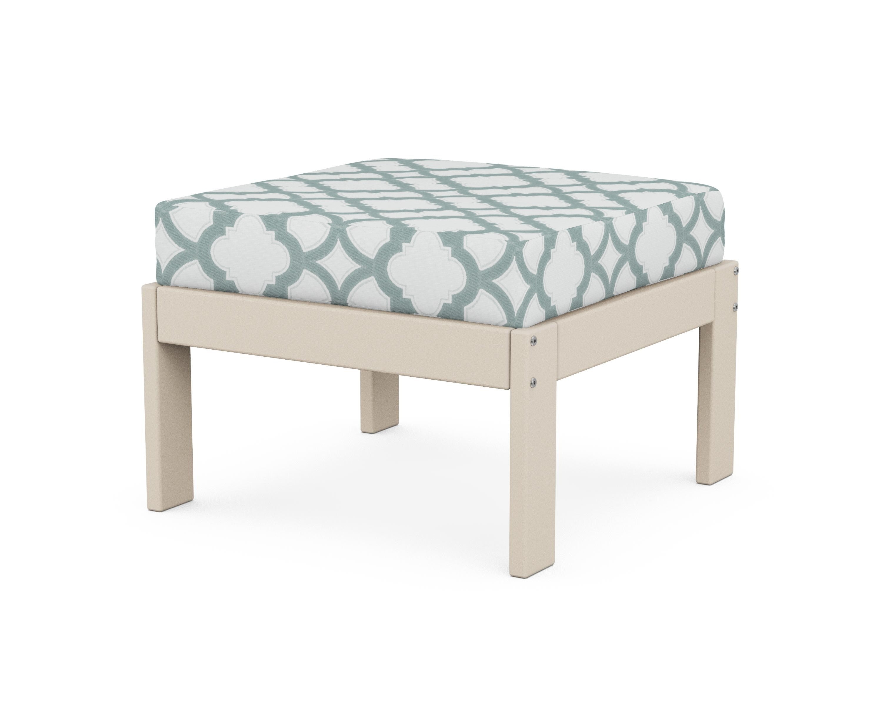 POLYWOOD® Vineyard Modular Ottoman in Sand / Trellis Glacier Spa