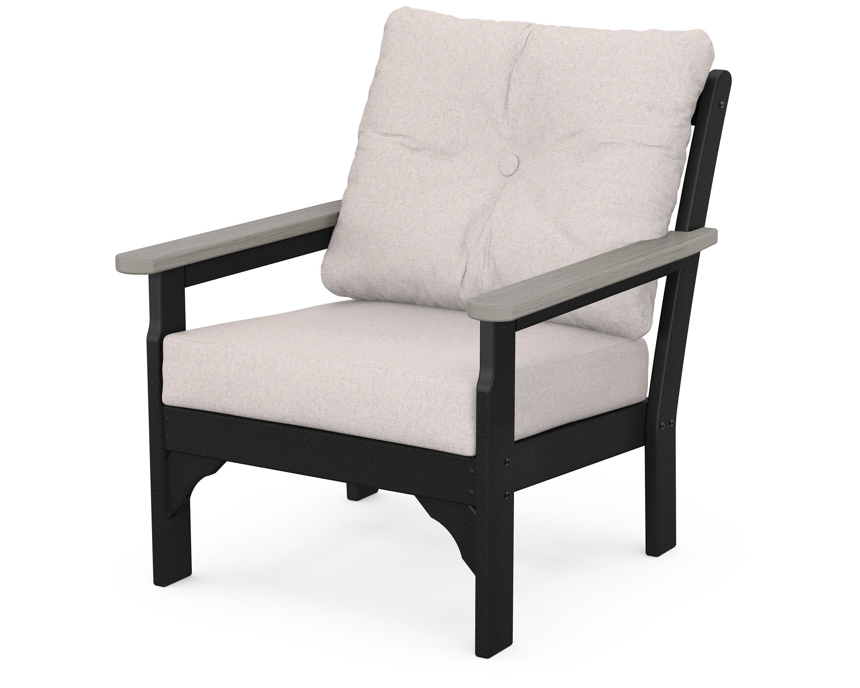 POLYWOOD® Vineyard Deep Seating Chair in Black / Driftwood / Dune Burlap