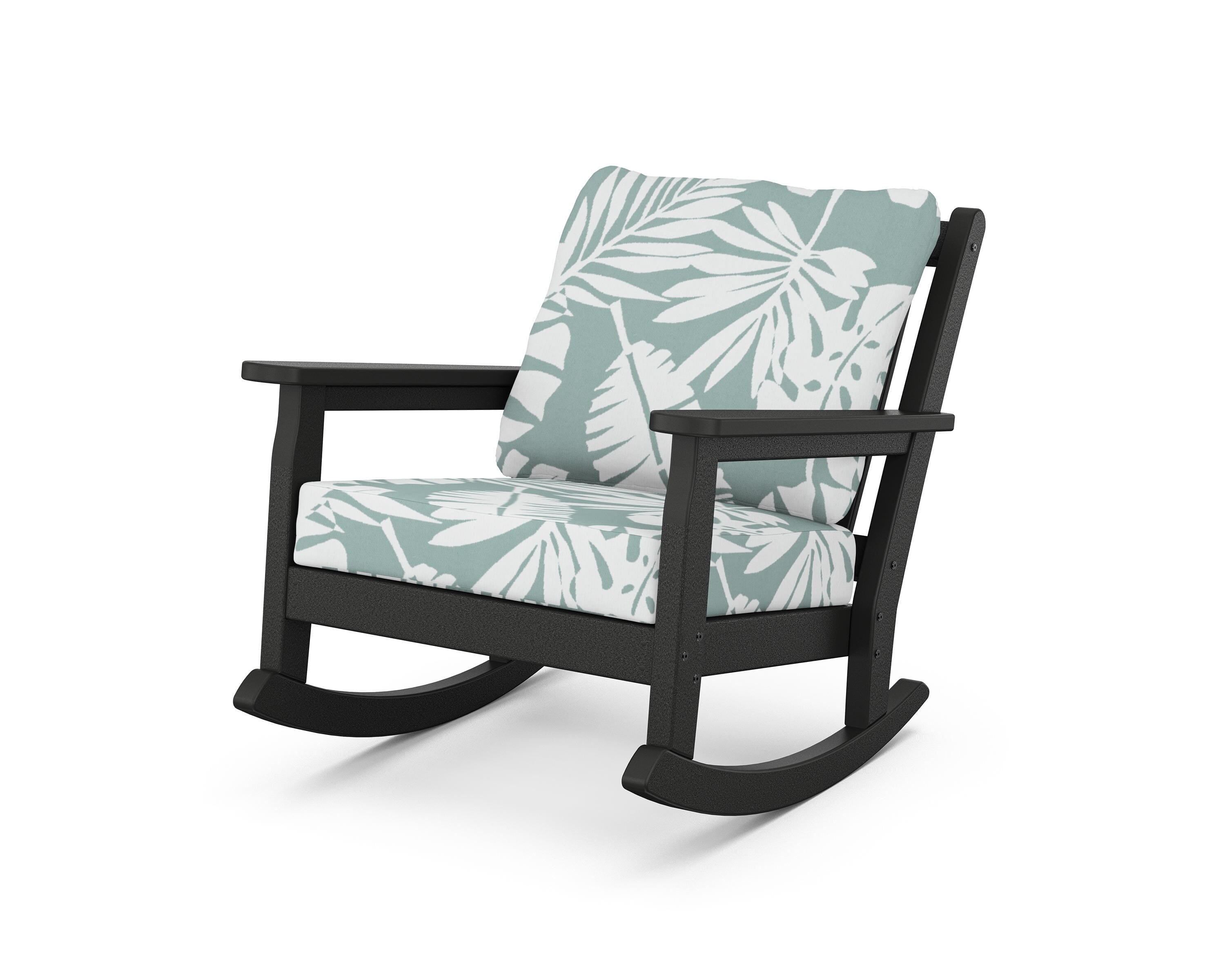 POLYWOOD® Chippendale Deep Seating Rocking Chair in Black / Leaf Glacier Spa