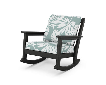 POLYWOOD® Chippendale Deep Seating Rocking Chair in Black / Leaf Glacier Spa