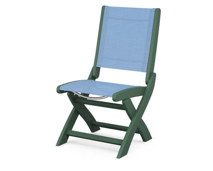 POLYWOOD® Coastal Folding Side Chair in Green / Poolside Sling