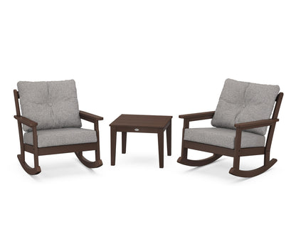 POLYWOOD® Vineyard 3-Piece Deep Seating Rocker Set in Mahogany / Grey Mist