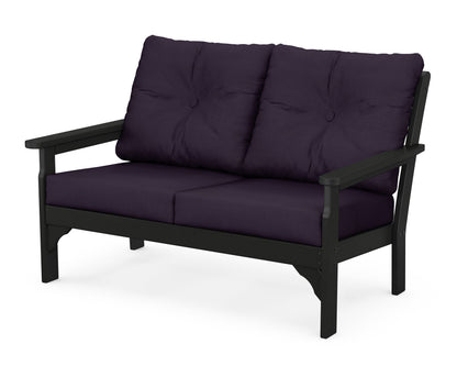 POLYWOOD® Vineyard Deep Seating Loveseat in Black / Navy Linen