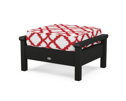 POLYWOOD® Harbour Deep Seating Ottoman in Black / Trellis Crimson