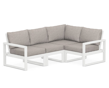 POLYWOOD® EDGE 4-Piece Modular Deep Seating Set in White / Weathered Tweed