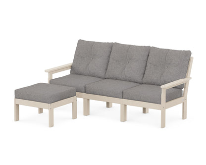 POLYWOOD® Vineyard 4-Piece Sectional with Ottoman in Sand / Grey Mist