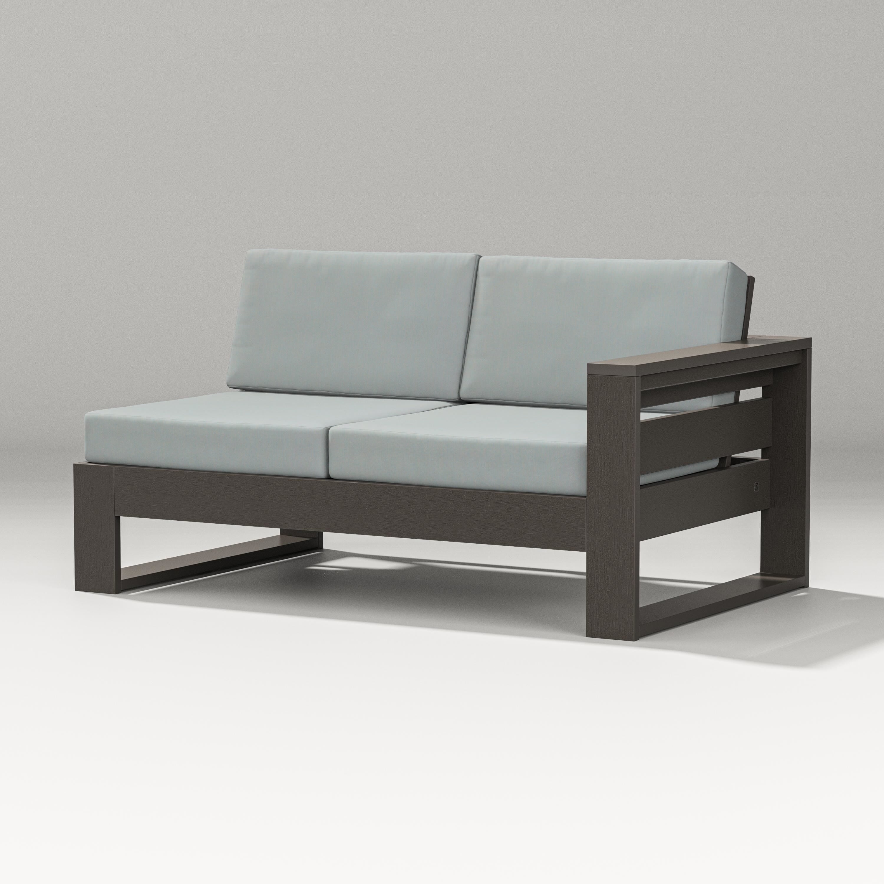 PW Designer Series Latitude Modular Right Arm Loveseat in Vintage Coffee / Spa