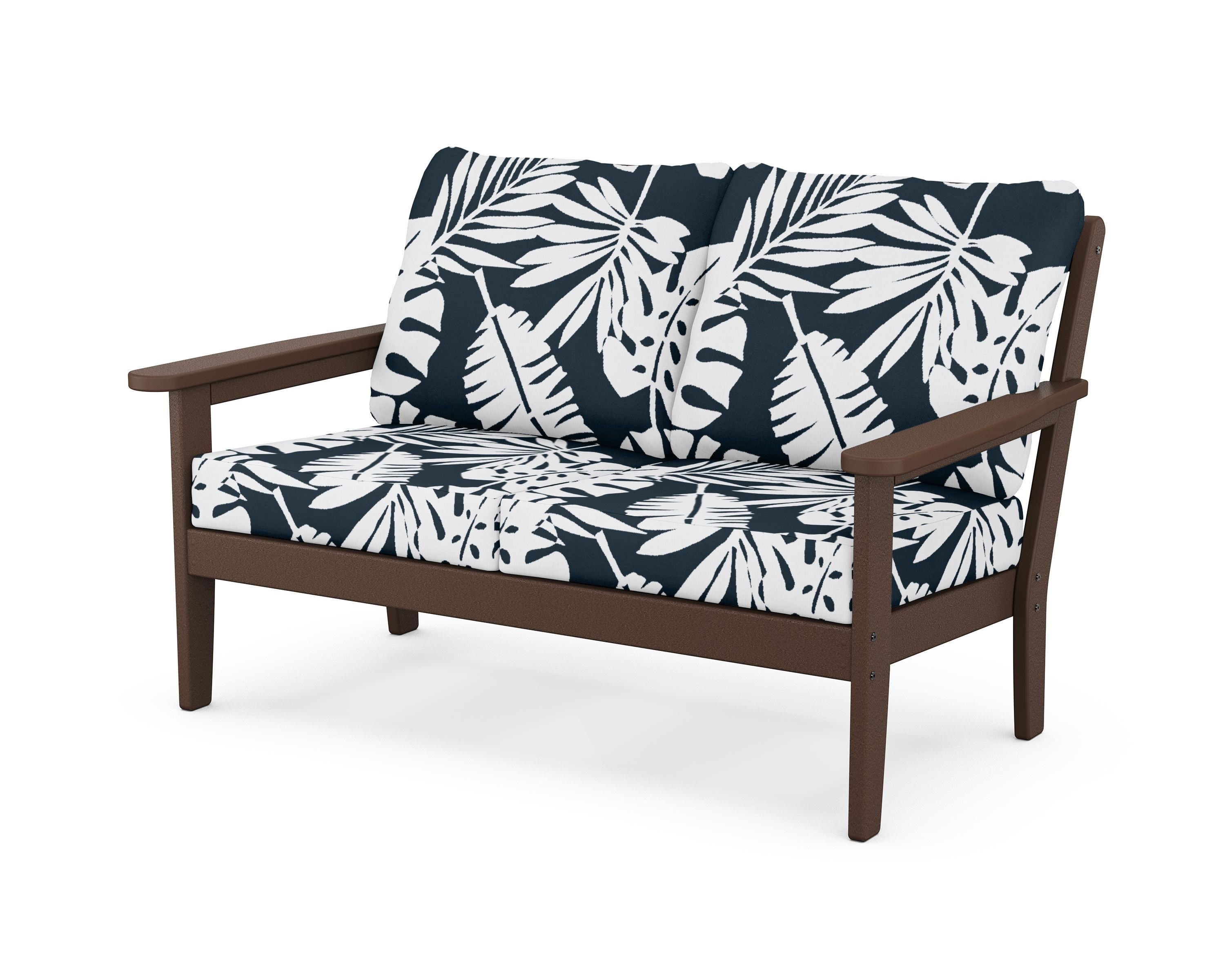 Country Living Cottage Deep Seating Loveseat in Mahogany / Leaf Marine Indigo
