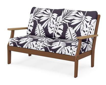 POLYWOOD® Braxton Deep Seating Loveseat in Teak / Natural / Leaf Navy