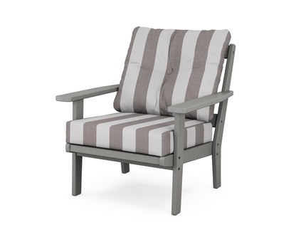 POLYWOOD® Oxford Deep Seating Chair in Slate Grey / Cabana Stripe Grey Mist