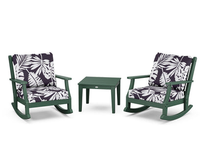 Country Living Wovendale 3-Piece Deep Seating Rocker Set in Green / Leaf Navy