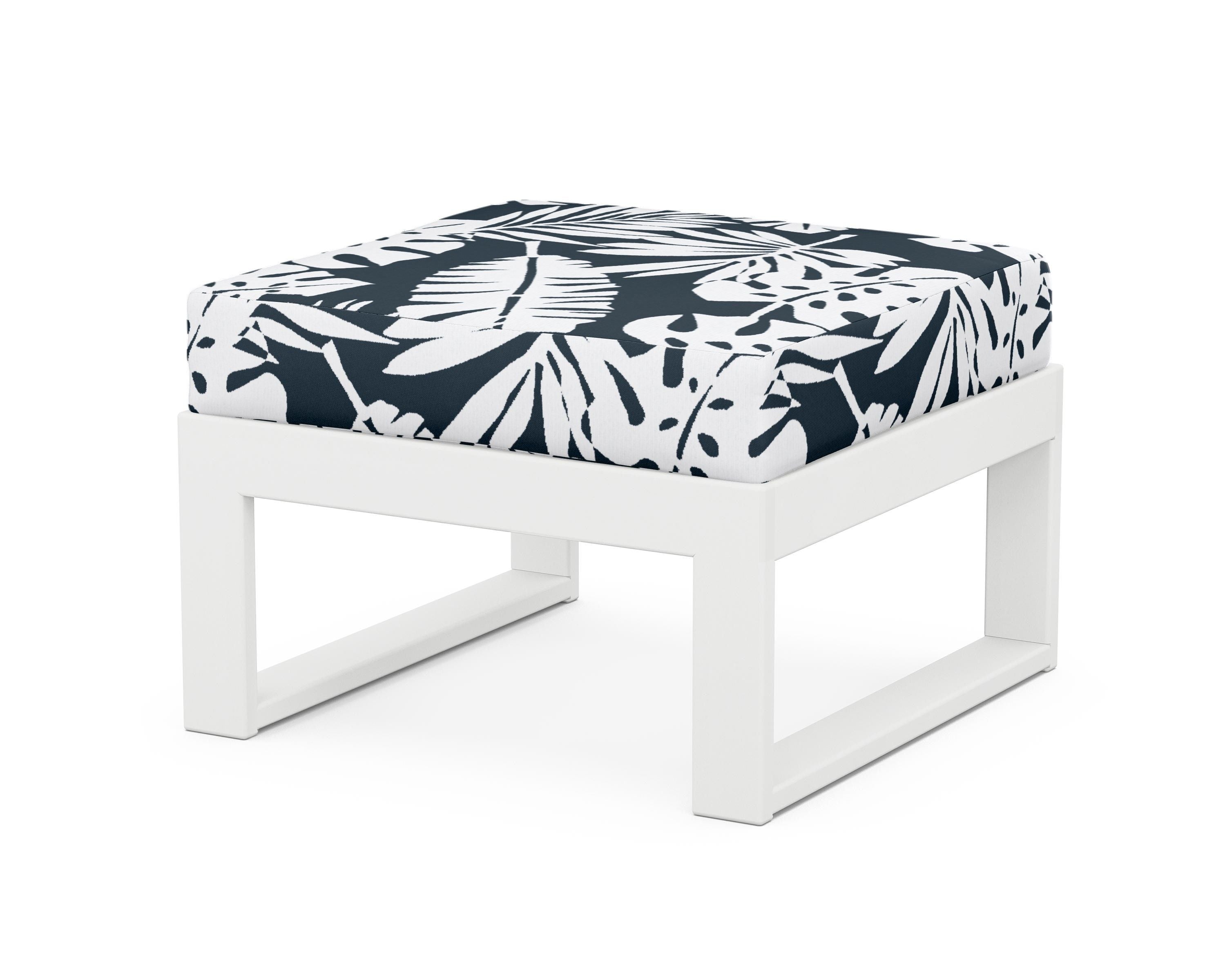 Unbranded Modular Ottoman - Modern in White / Leaf Marine Indigo