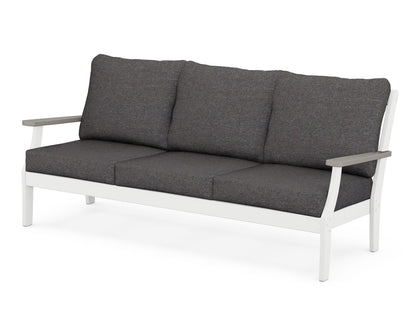 POLYWOOD® Braxton Deep Seating Sofa in White / Driftwood / Ash Charcoal