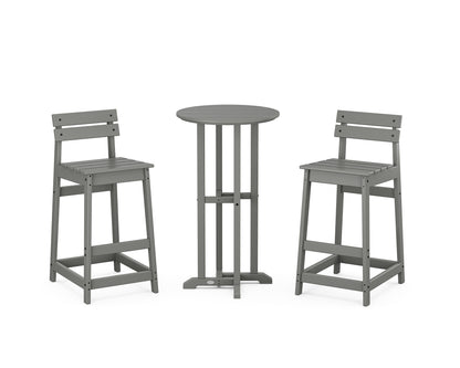 POLYWOOD® Modern Studio Plaza Lowback Bar Chair 3-Piece Bistro Set in Slate Grey