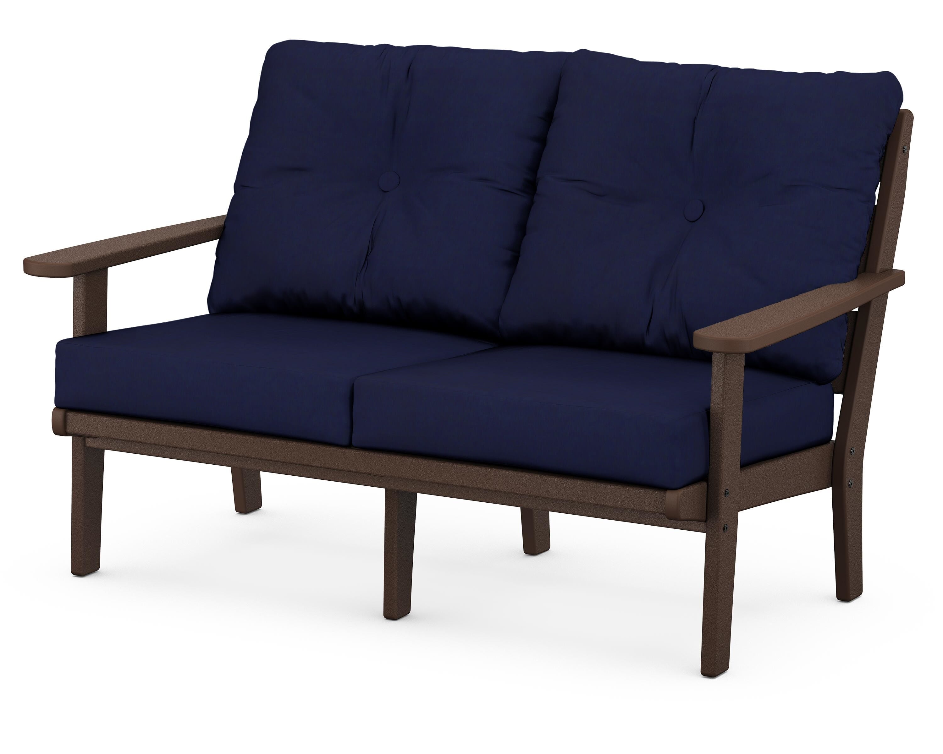 POLYWOOD® Lakeside Deep Seating Loveseat in Mahogany / Navy