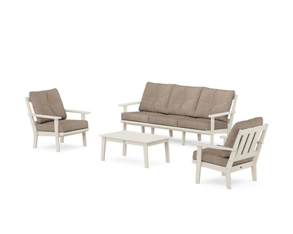 POLYWOOD® Oxford 4-Piece Deep Seating Set with Sofa in Sand / Spiced Burlap
