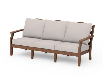 Draper James™ by  POLYWOOD® Savannah Deep Seating Sofa in Teak / Dune Burlap