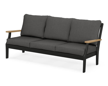 POLYWOOD® Braxton Deep Seating Sofa in Black / Natural / Spectrum Carbon
