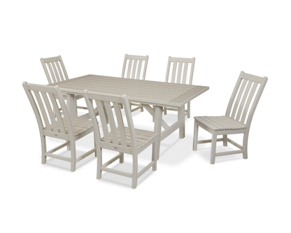 POLYWOOD® Vineyard 7-Piece Rustic Farmhouse Side Chair Dining Set in Sand
