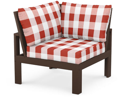 Unbranded Modular Corner Chair in Mahogany / Buffalo Plaid Crimson