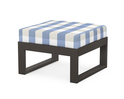 Unbranded Modular Ottoman - Modern in Vintage Coffee / Buffalo Plaid Sky Blue