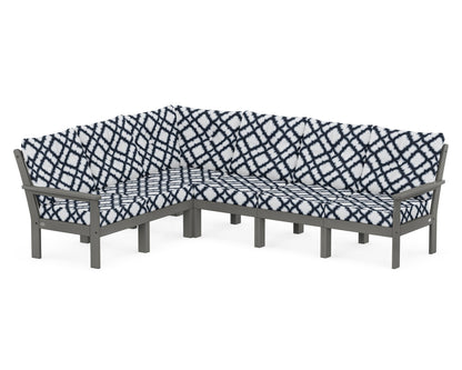 POLYWOOD® Vineyard 6-Piece Sectional in Slate Grey / Trellis Marine Indigo