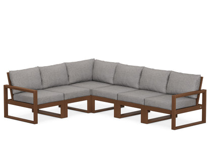 POLYWOOD® EDGE 6-Piece Modular Deep Seating Set in Teak / Grey Mist