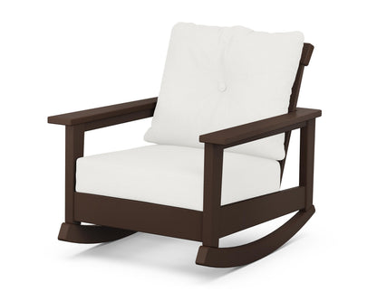 POLYWOOD® Prescott Deep Seating Rocking Chair in Mahogany / Natural Linen