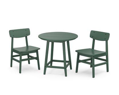 POLYWOOD® Modern Studio Urban Chair 3-Piece Round Bistro Dining Set in Green