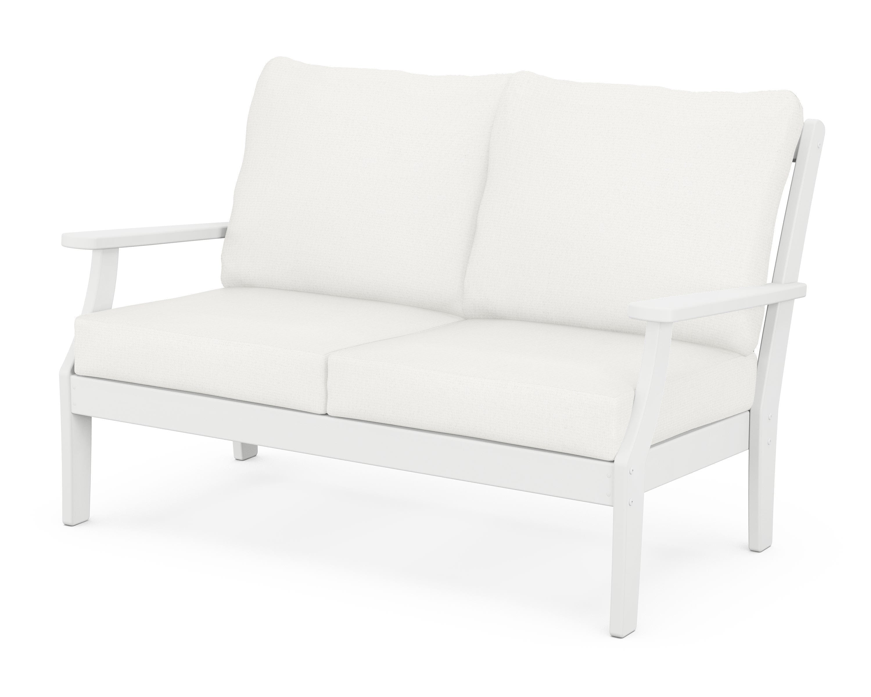 POLYWOOD® Braxton Deep Seating Loveseat in White / Natural Linen
