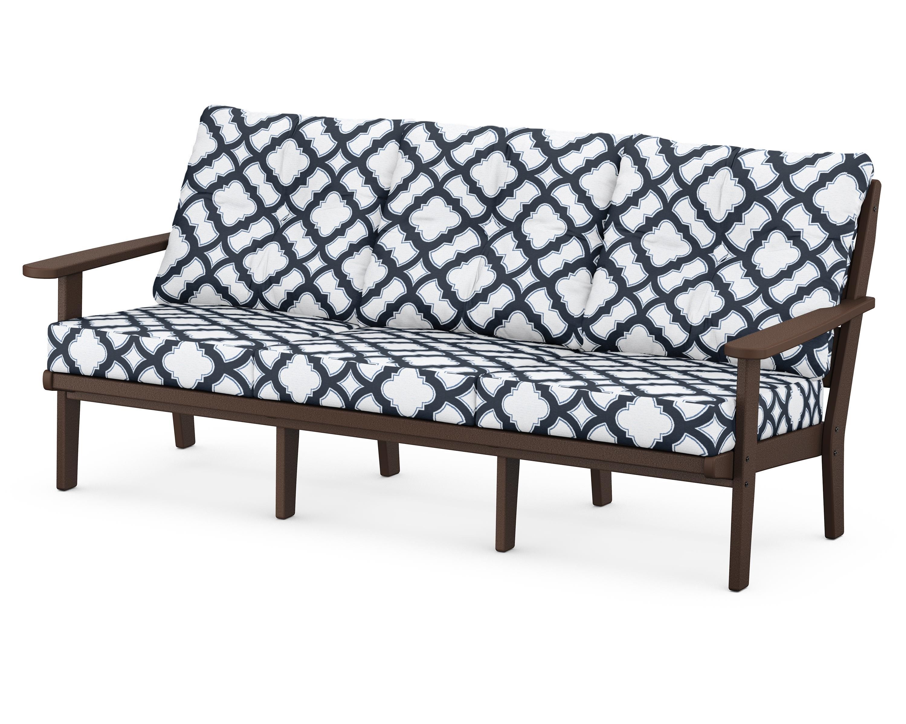 POLYWOOD® Lakeside Deep Seating Sofa in Mahogany / Trellis Marine Indigo