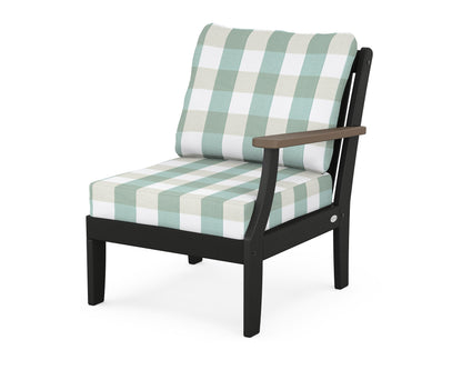 POLYWOOD® Braxton Modular Right Arm Chair in Black / Kona / Buffalo Plaid Glacier Spa