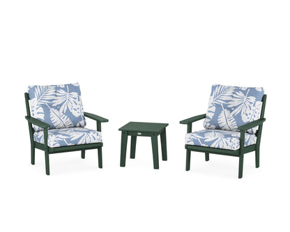 POLYWOOD® Prairie 3-Piece Deep Seating Set in Green / Leaf Sky Blue