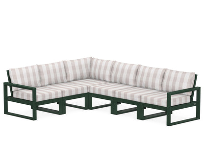 POLYWOOD® EDGE 6-Piece Modular Deep Seating Set in Green / Buffalo Plaid Dune Burlap