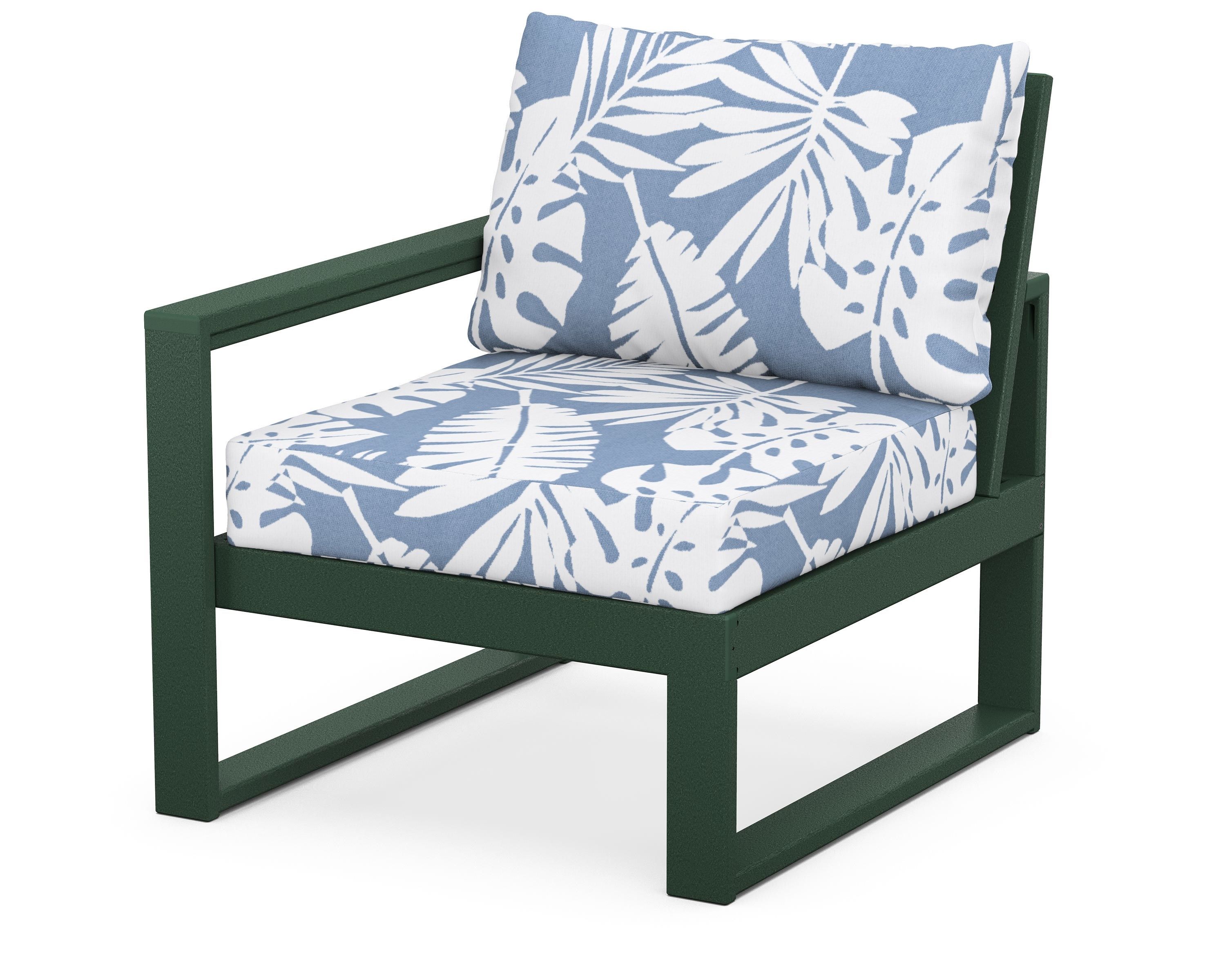POLYWOOD® EDGE Modular Left Arm Chair in Green / Leaf Sky Blue