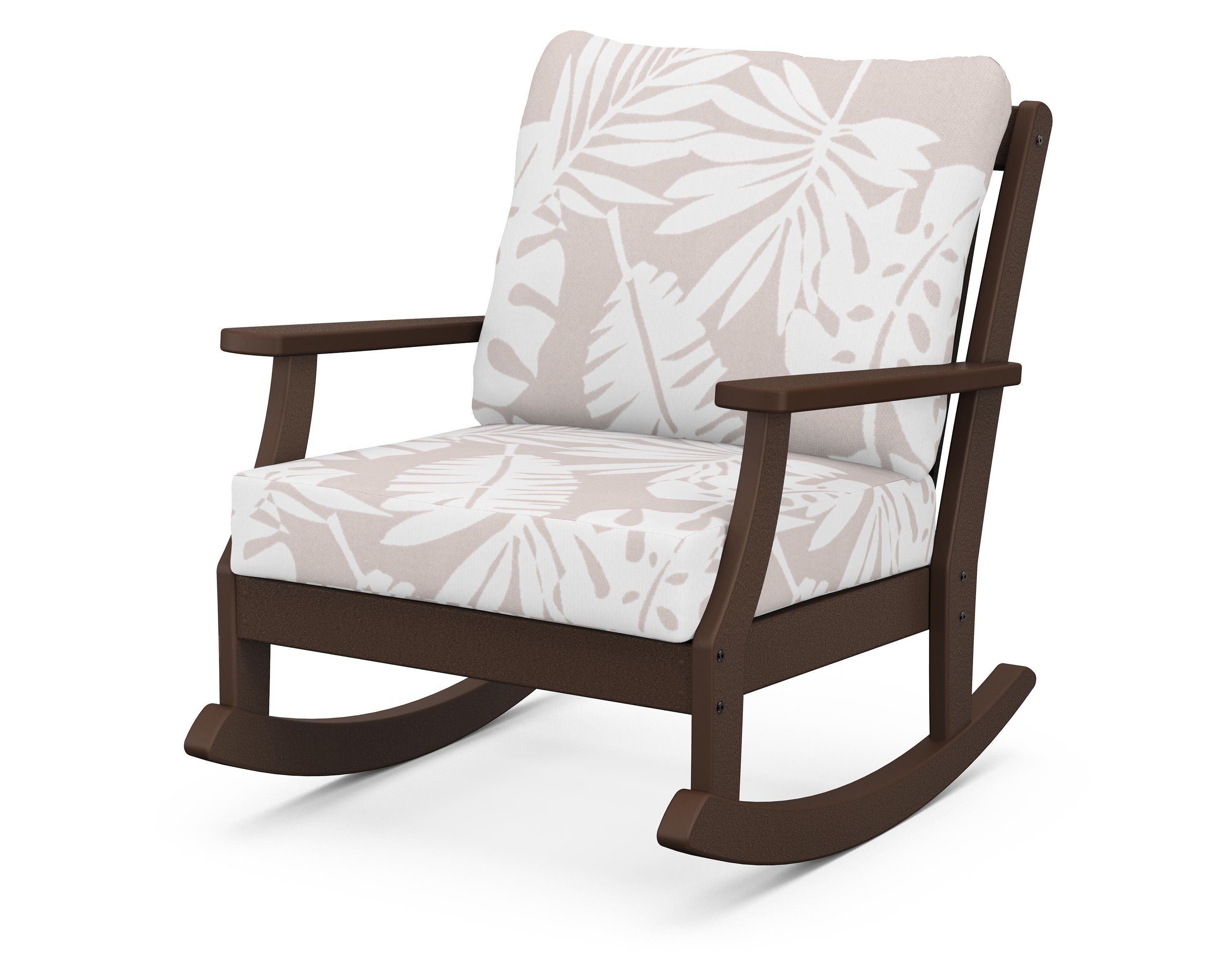 POLYWOOD® Braxton Deep Seating Rocking Chair in Mahogany / Leaf Dune Burlap