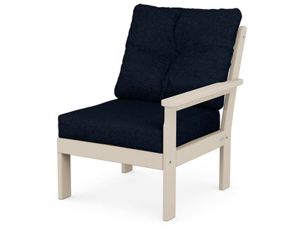 POLYWOOD® Vineyard Modular Right Arm Chair in Sand / Marine Indigo
