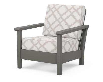 POLYWOOD® Harbour Deep Seating Chair in Slate Grey / Trellis Dune Burlap