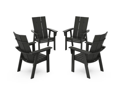 POLYWOOD® Modern 4-Piece Curveback Upright Adirondack Conversation Set in Black